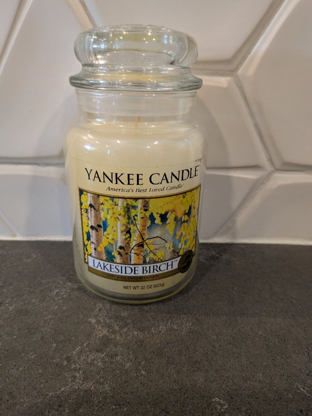Yankee candle 22 oz lakeside birch large jar white label rare
